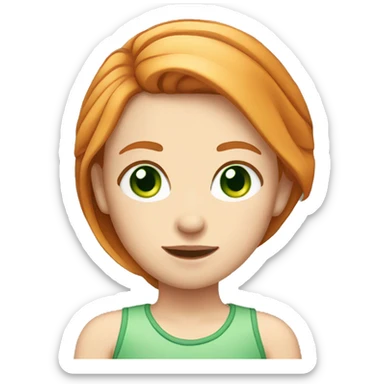 Girl with straight ginger hair and green eyes sticker