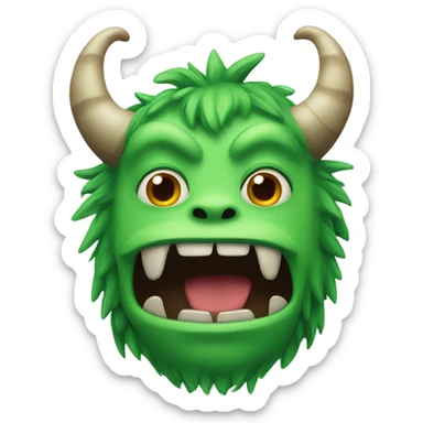 A green monster with horns sticker