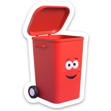 Draw a Pixar-style trash can. The view angle should be 70 degrees. Do not use the face, eye, and mouth. sticker