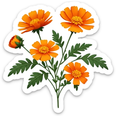cempasúchil flower, Mexican marigold, bright orange with layered petals sticker