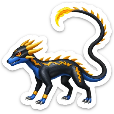 Shiny 4-legged Salandit-Electrike-Amaura-Houndoom-Zeraora-fusion, full body sticker