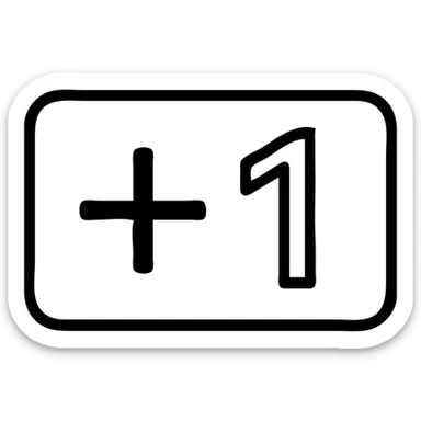 red Helvetica text '+1' inside a rectangular outline, simple and bold sticker