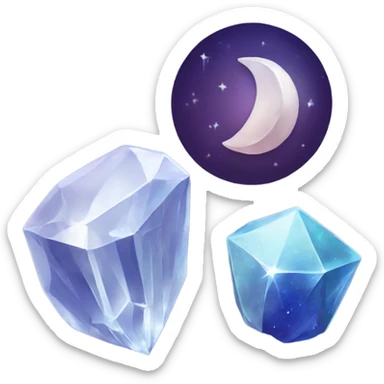 Crystals and a moon sticker