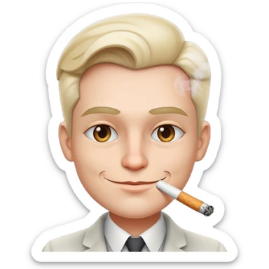 smirking face smoking  sticker