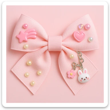kpop bow with tiny charms and beads, cute and trendy sticker