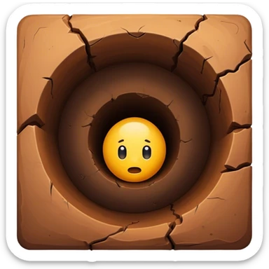 A deep hole or pit in the ground, often symbolizing a gap, depression, or an area of concern in a larger environment sticker