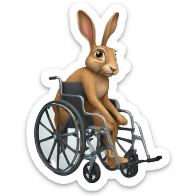hare in a wheelchair sticker