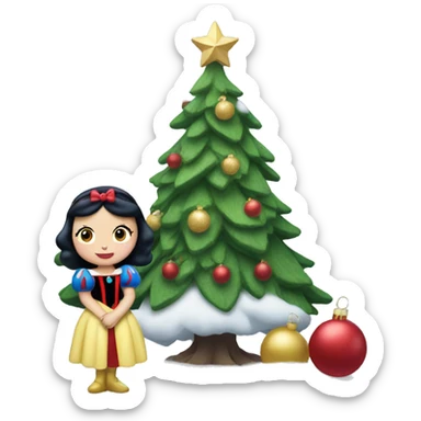 Disney snow white with Christmas tree sticker
