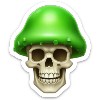 skull with green mushroom cap oh head sticker