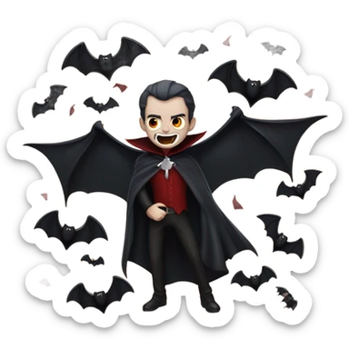 Vampire with bats  sticker
