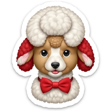 Poodle with red bow tie, portrait sticker