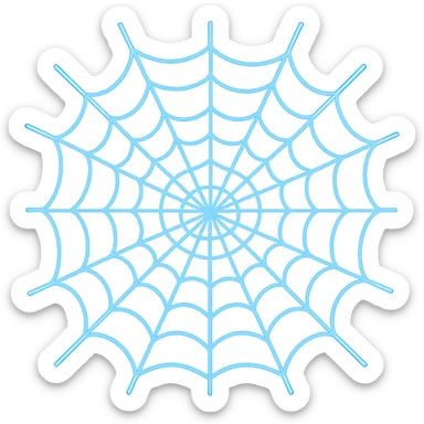 Render the spider web with all web strands looking like glowing blue lasers in the style of apple emojis. Transparent background. sticker