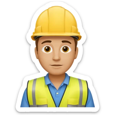 Construction worker in yellow hard hat and vest sticker