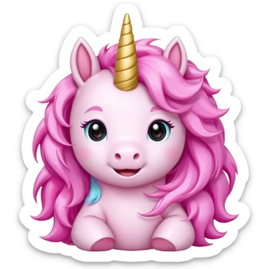 Cute happy anime pink baby unicorn 
 sticker
