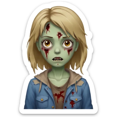 Zombie girl medium dark blonde hair brown eyes  sticker
