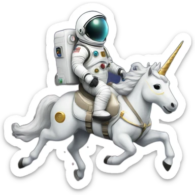 Austronaut in space suit riding a unicorn sticker