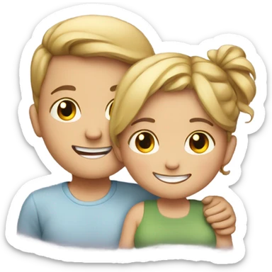 smiling boy and pregnant girl duo sticker