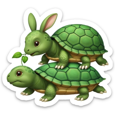 Tortu qui dort et le lapin qui mange la queue a la tortu sticker