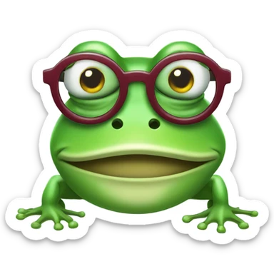 Nerdy frog with glasses and a moustache  sticker
