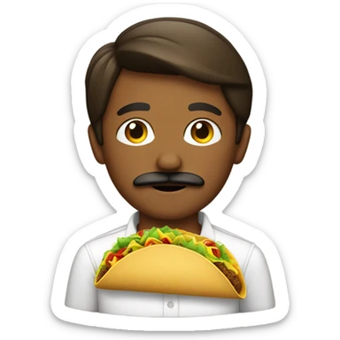 young man with mustache dressed as a taco sticker