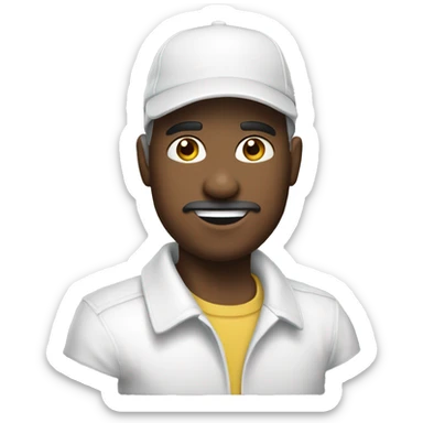 Gentleman wearing a white ball cap sticker