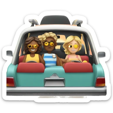 summer vacation tavelling in a car sticker