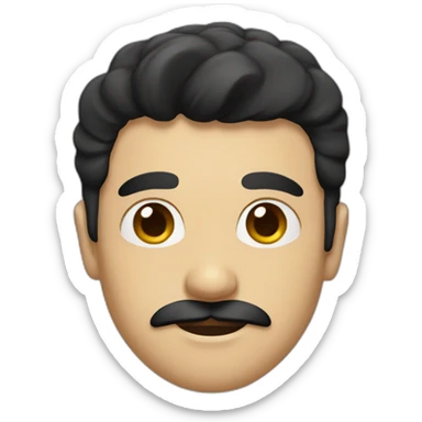 man with black hair and a rectangle black mustache sticker