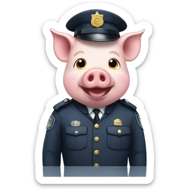 pig in a policeman's costume sticker