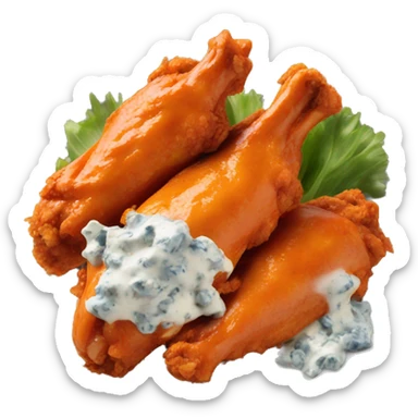 Buffalo chicken wings with blue cheese sticker