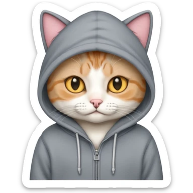 American short hair cat with a hoodie on sticker