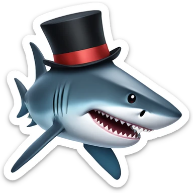 Shark with a top hat sticker