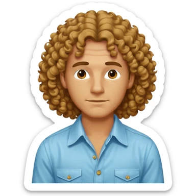 70s 80s men with long curly hair style  sticker