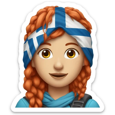 a red hair female on everest with greek flag sticker