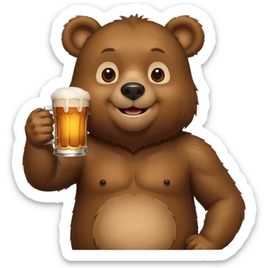 bear toasting with a pint of beer sticker