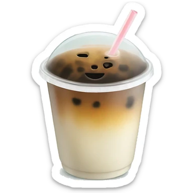 coconut boba tea in a plastic cup sticker