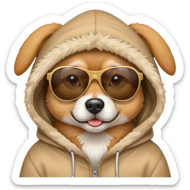 Dog wearing hood and sunglasses  sticker