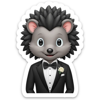 black hedgehog groom sticker
