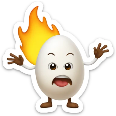 Cartoon fired egg with arms and legs sticker