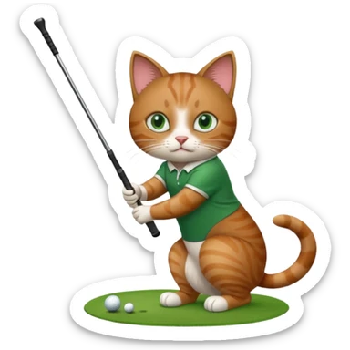 Cat swinging a golf club sticker