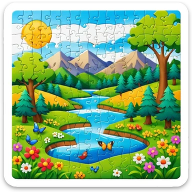 jigsaw puzzle with nature puzzle sticker