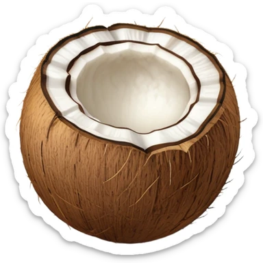 whole coconut with brown husk sticker