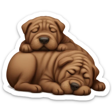 Chocolate Shar Pei sleeping sticker