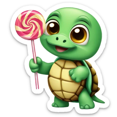 Cute turtle with lollipop  sticker