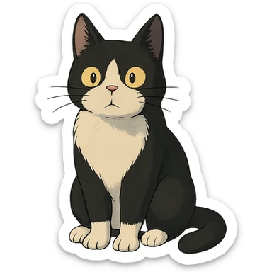 ghibli style tuxedo cat sticker