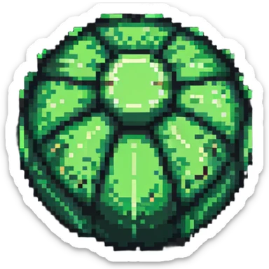 Green digital bomb, round bomb body with green highlights and details, no timer, nature-inspired design, pixel art style sticker