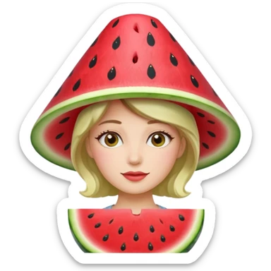 woman with watermelon hat sticker
