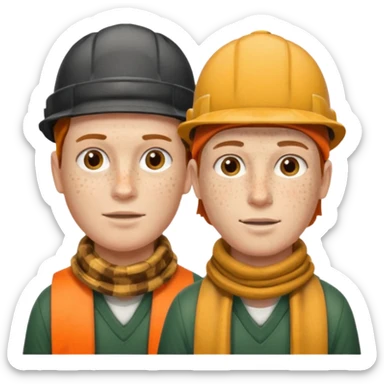 two headed person with one head wearing a loggers hat and the other a football scarf sticker