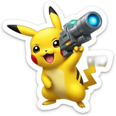 pikachu holding raygun sticker