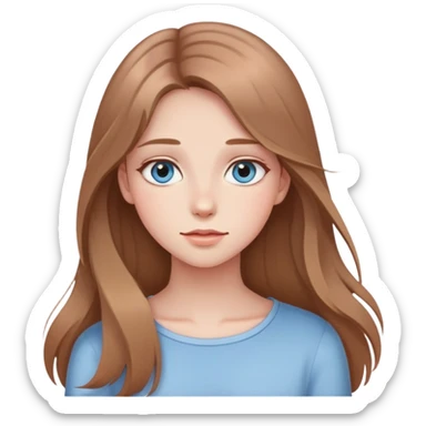 Defined Girl with long thin, light-brown hair, sky eyes, lots of blush sticker