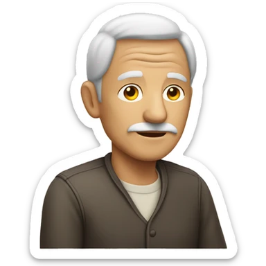 Older man with head in hand sticker